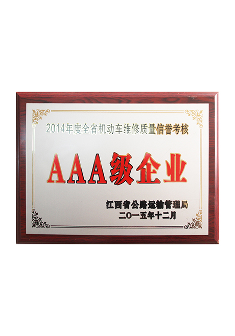2015年全省機動車維修質(zhì)量信譽考核3A級企業(yè)